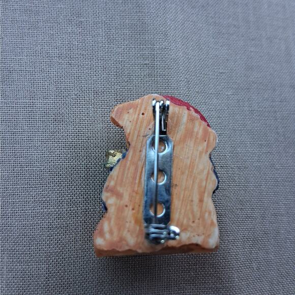 Small Christmas Santa Bear Pin Brooch - Picture 2 of 4